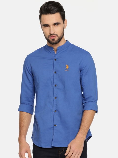 

U.S. Polo Assn. Men Blue Tailored Fit Solid Casual Shirt