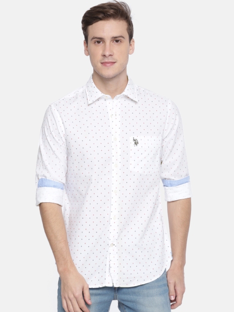 

U.S. Polo Assn. Men White Tailored Fit Printed Casual Shirt