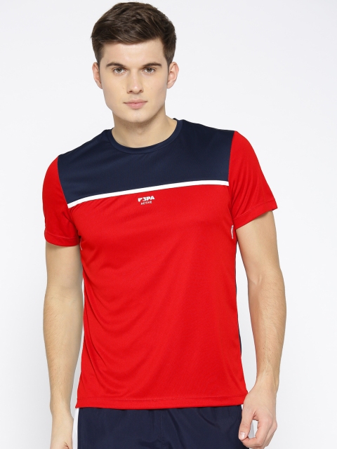 

U.S. Polo Assn. Men Red Colourblocked Round Neck T-shirt