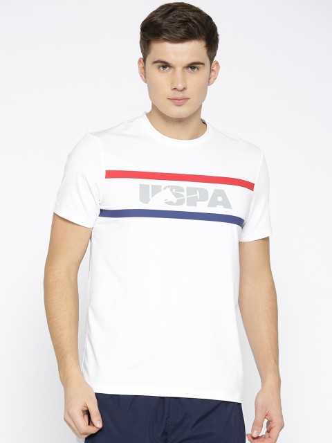 

U.S. Polo Assn. Men White Printed Round Neck T-shirt