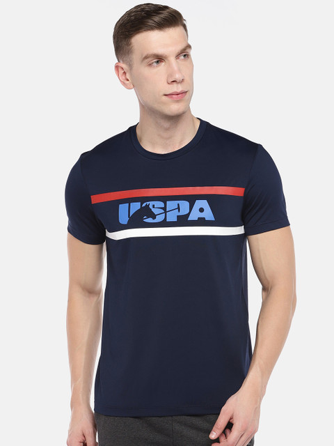 

U.S. Polo Assn. Men Navy Blue Printed Round Neck T-shirt