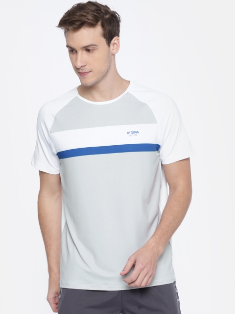 

U.S. Polo Assn. Men Grey & White Colourblocked Round Neck T-shirt