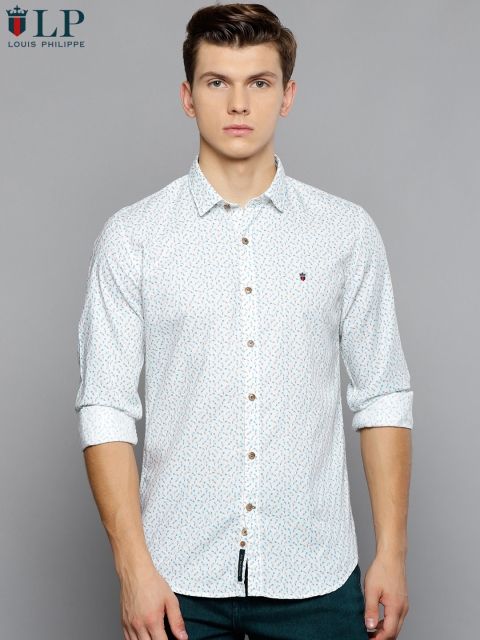 

Louis Philippe Sport Men White & Blue Slim Fit Printed Casual Shirt