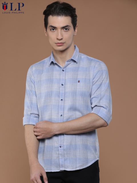 

Louis Philippe Sport Men Blue & White Super Slim Fit Checked Casual Shirt
