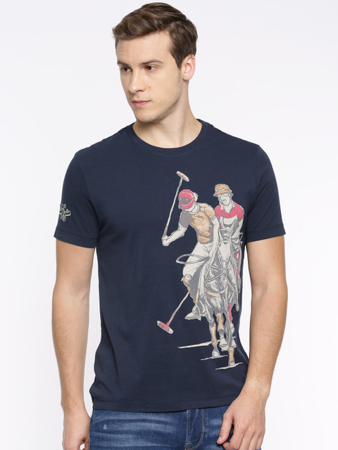 

U.S. Polo Assn. Denim Co. Men Navy Blue Printed Round Neck T-shirt