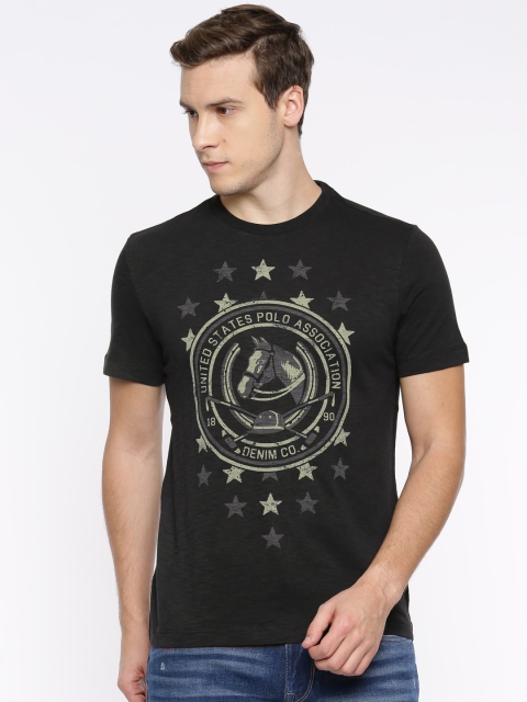 

U.S. Polo Assn. Denim Co. Men Black Printed Round Neck T-shirt