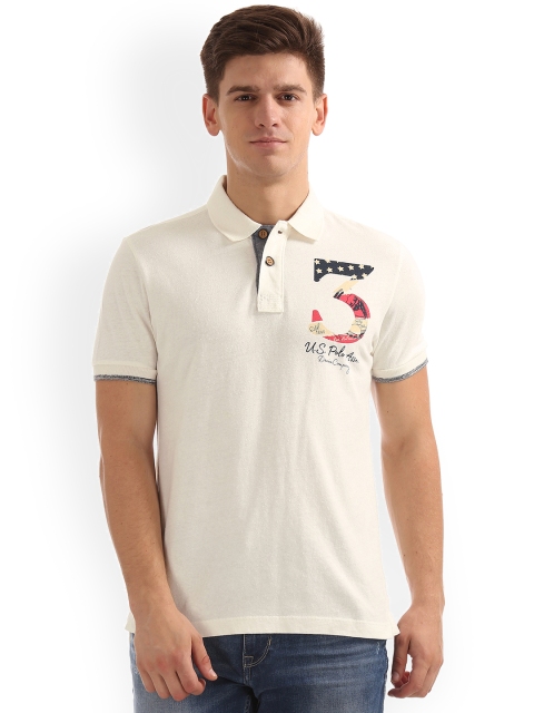 

U.S. Polo Assn. Denim Co. Men Off-White Printed Polo T-shirt