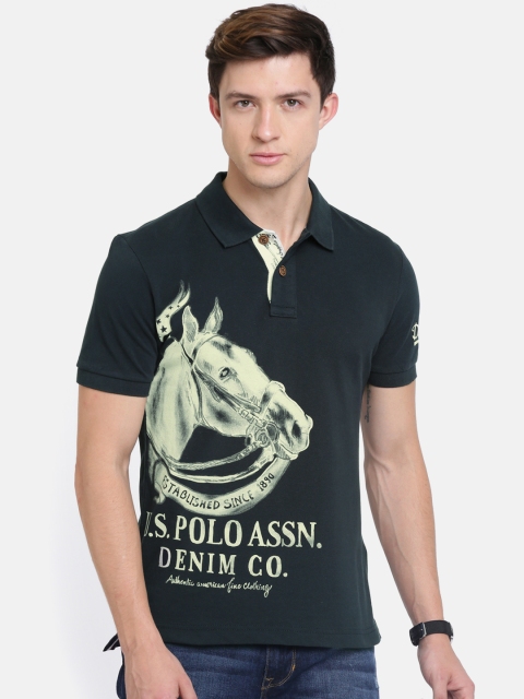 

U.S. Polo Assn. Denim Co. Men Navy Printed Polo Collar T-shirt, Navy blue