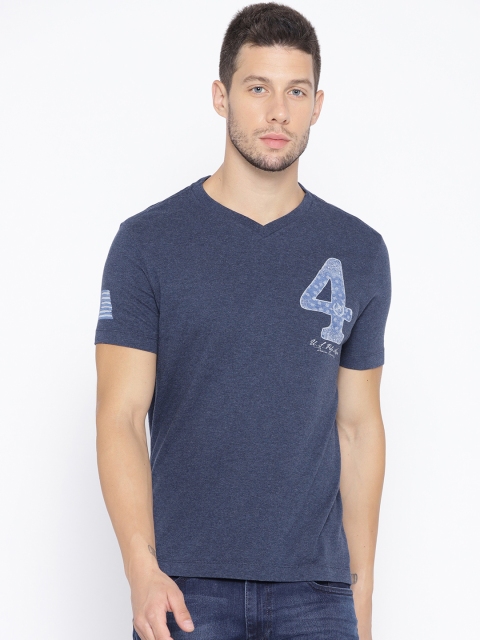 

U.S. Polo Assn. Denim Co. Men Blue Printed V-Neck T-shirt