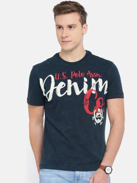 

U.S. Polo Assn. Denim Co. Men Navy Printed Pure Cotton T-shirt, Navy blue