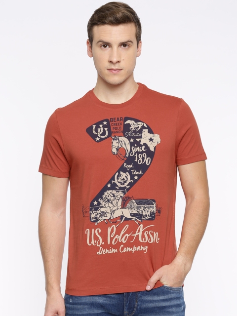 

U.S. Polo Assn. Denim Co. Men Red Printed Round Neck T-Shirt