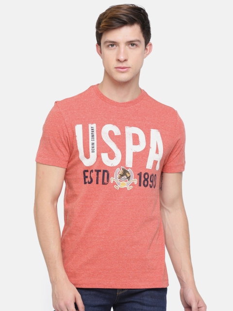 

U.S. Polo Assn. Denim Co. Men Red Printed Round Neck T-shirt
