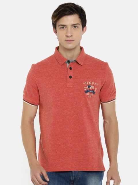 

U.S. Polo Assn. Denim Co. Men Red Solid Polo T-Shirt