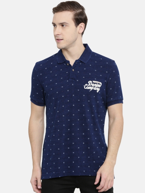 

U.S. Polo Assn. Denim Co. Men Navy Blue Printed Polo Collar T-shirt