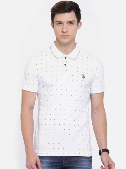 

U.S. Polo Assn. Denim Co. Men White Printed Polo Collar T-shirt