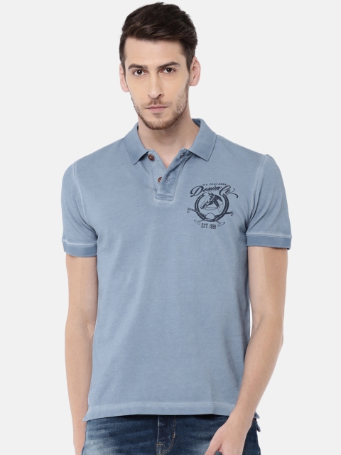 

U.S. Polo Assn. Denim Co. Men Blue Solid Polo Collar T-shirt