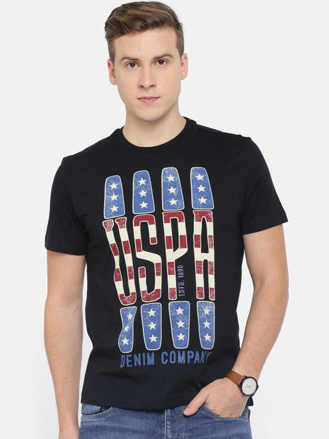 

U.S. Polo Assn. Denim Co. Men Black Printed Round Neck T-shirt