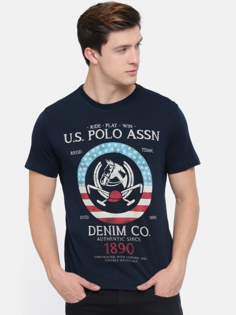 

U.S. Polo Assn. Denim Co. Men Navy Printed Round Neck T-shirt, Navy blue