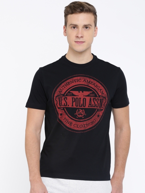 

U.S. Polo Assn. Denim Co. Men Black Printed Round Neck T-shirt