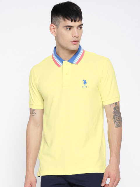 

U.S. Polo Assn. Yellow Solid Polo Pure Cotton T-shirt