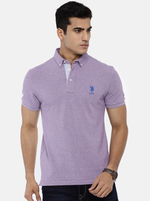 

U.S. Polo Assn. Men Purple Solid Polo Collar T-shirt
