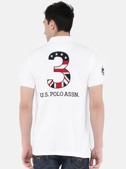 

U.S. Polo Assn. Men White Solid Polo Collar T-shirt