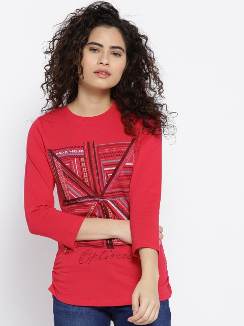 

OPt Women Red Printed Top