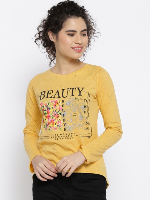 

OPt Women Yellow Printed Top