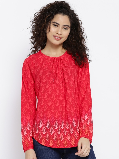 

OPt Women Red Printed Top