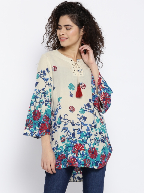 

OPt Women Cream-Coloured Printed Top