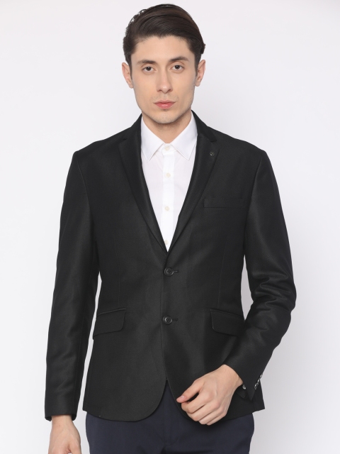 

V Dot Black Single-Breasted Super Slim Fit Party Blazer