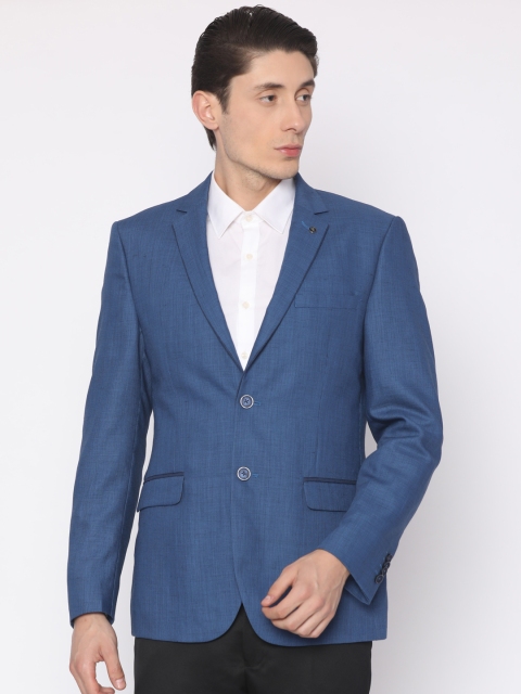 

Van Heusen Blue Self Design Slim Fit Single-Breasted Formal Blazer