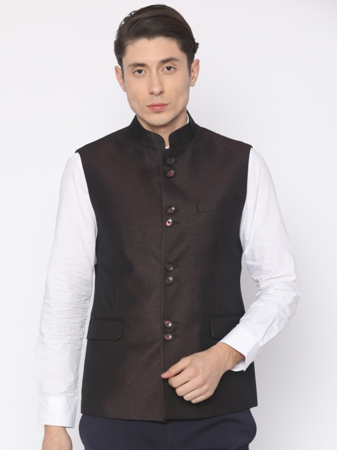 

Van Heusen Brown Slim Fit Nehru Jacket