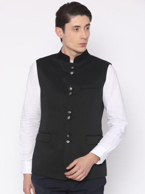 

Van Heusen Black Checked Slim Fit Nehru Jacket