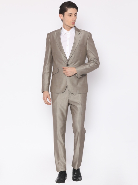

V Dot Khaki Men Regular Fit Single-Breasted Party Suit