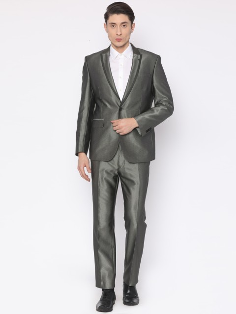 

Van Heusen Men Grey Self Design Single-Breasted Slim Fit Party Suit