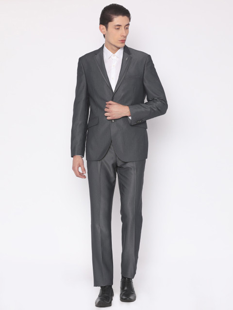 

Van Heusen Men Grey Patterned Slim Fit Single-Breasted Formal Suit