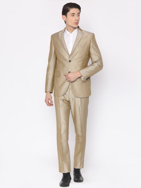 

Van Heusen Beige Self-Design Slim Fit Single-Breasted Party Suit