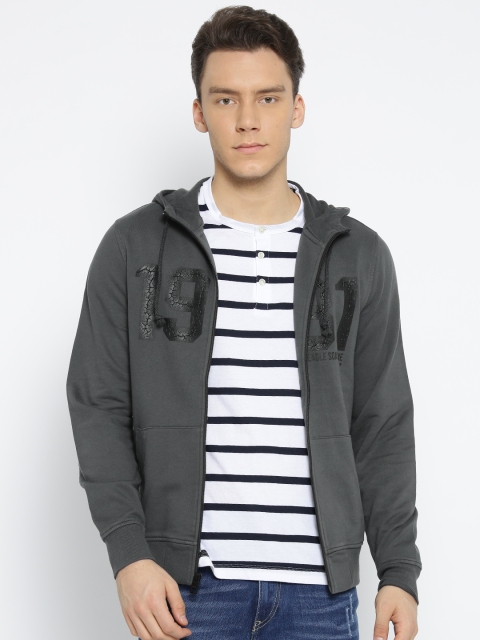 

Harley-Davidson Men Charcoal Grey Solid Hooded Sweatshirt