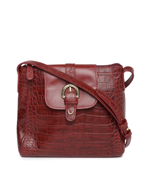 

Hidesign Maroon Textured Leather Sling Bag