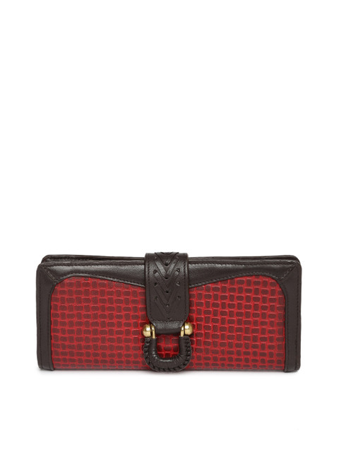 

Hidesign Women Red & Brown Textured Leather Two Fold Wallet