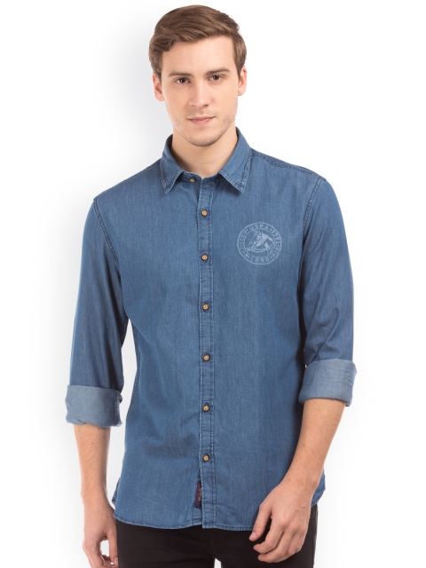 

U.S. Polo Assn. Men Blue Slim Fit Solid Casual Shirt