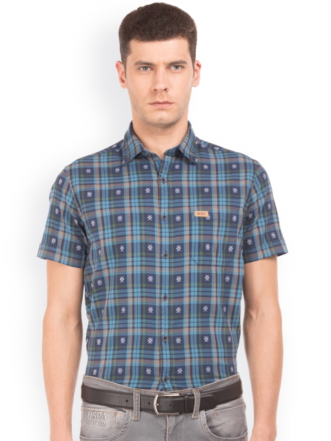 

U.S. Polo Assn. Men Blue Slim Fit Checked Casual Shirt