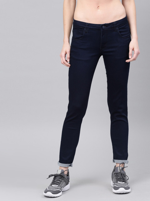 

HRX by Hrithik Roshan Women Blue Skinny Fit Mid-Rise Clean Look Stretchable Jeans