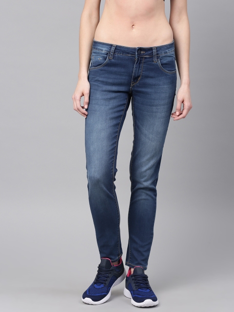 

HRX by Hrithik Roshan Women Blue Skinny Fit Mid-Rise Clean Look Stretchable Jeans