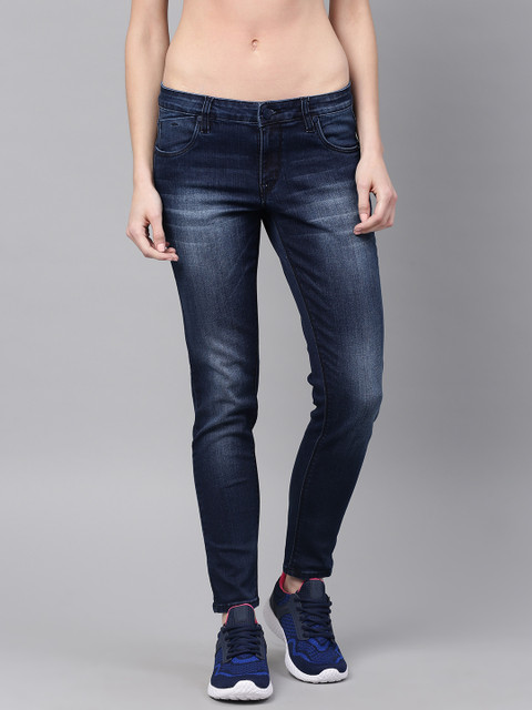 

HRX by Hrithik Roshan Women Blue Skinny Fit Mid-Rise Clean Look Stretchable Jeans
