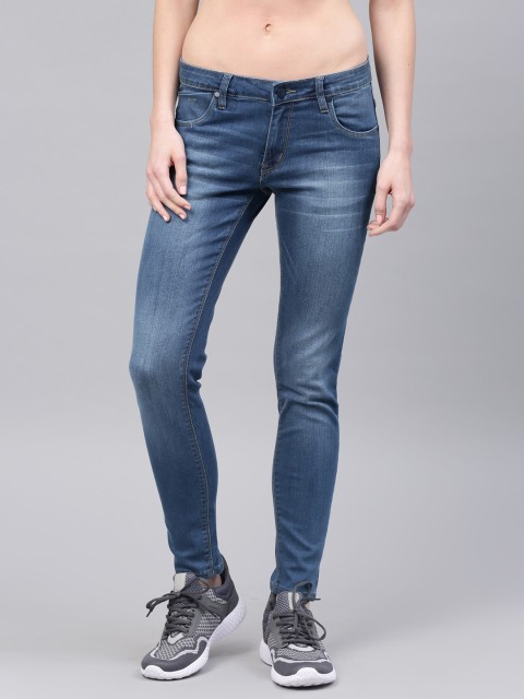 

HRX by Hrithik Roshan Women Blue Skinny Fit Mid-Rise Clean Look Stretchable Jeans