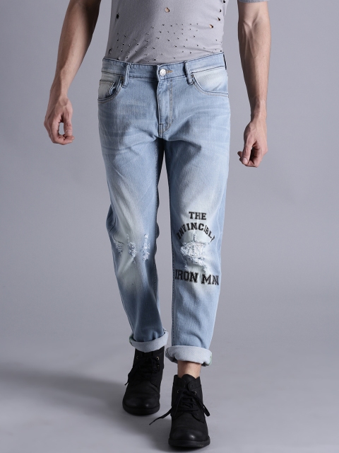 

Kook N Keech Marvel Men Blue Tapered Fit Mid-Rise Mildly Distressed Stretchable Jeans