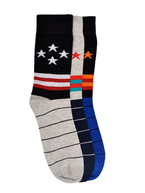 

MARC Men Set of 3 Striped Socks, Grey