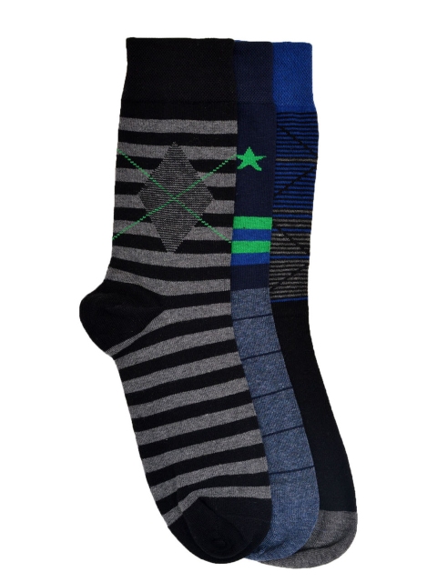 

MARC Men Set of 3 Striped Socks, Black